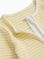 MORI Yellow Stripe Ribbed Supersoft Two Way Zip Up Sleepsuit - Image 3 of 3