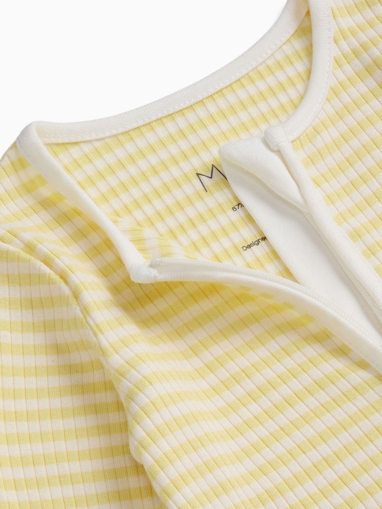MORI Yellow Stripe Ribbed Supersoft Two Way Zip Up Sleepsuit - Image 3 of 3
