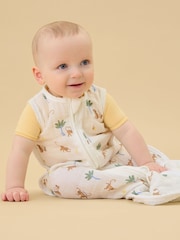 MORI Cream Monkey Print Soft Muslin Front Opening Sleeping Bag 0.5 TOG - Image 1 of 3