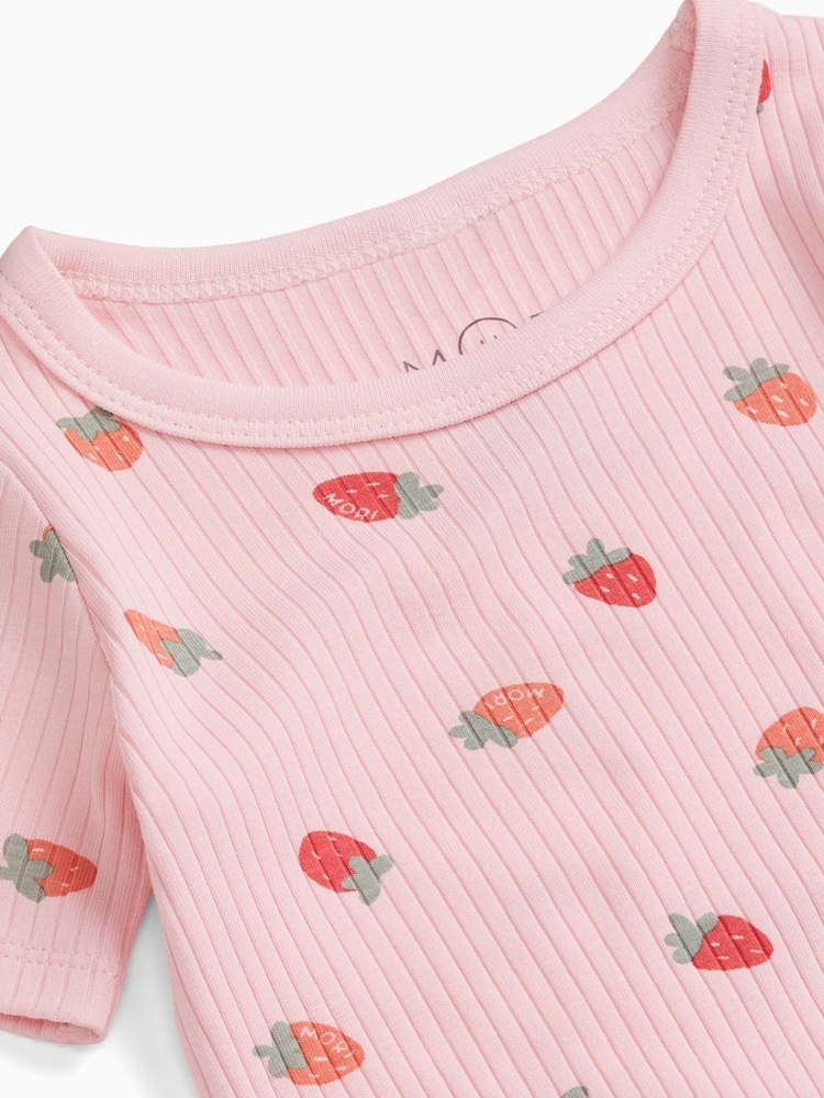 MORI Strawberry Field izredno mehka rebrasta pižama s kratkimi rokavi - Slika 3 iz 3 MORI Strawberry Field izredno mehka rebrasta pižama s kratkimi rokavi - Slika 3 iz 3