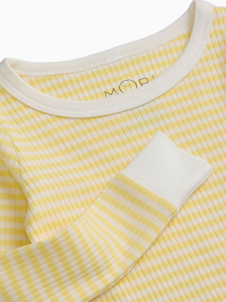 MORI Yellow Stripe Supersoft Ribbed Long Sleeve Pyjamas - Image 2 of 2