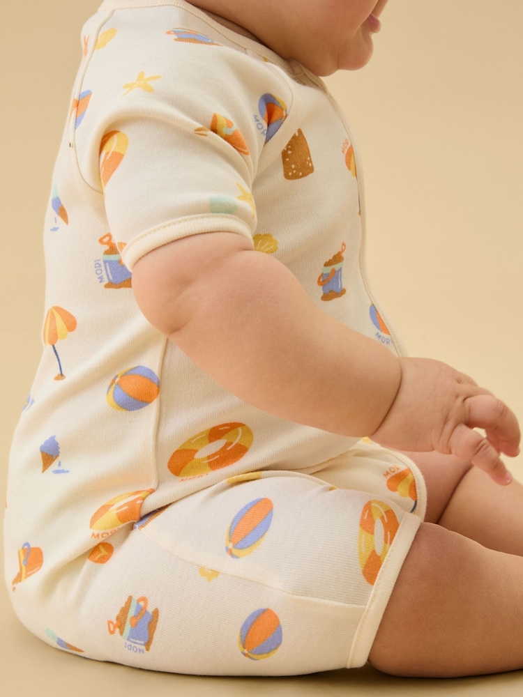 MORI Cream Beach Day Summer Supersoft Zip Up Romper - Image 2 of 2