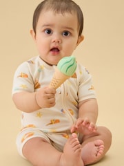 MORI Cream Beach Day Summer Supersoft Zip Up Romper - Image 3 of 3