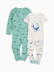 MORI Cream Ocean Dream Supersoft Short Sleeve Pyjamas 2 Pack - Image 1 of 4