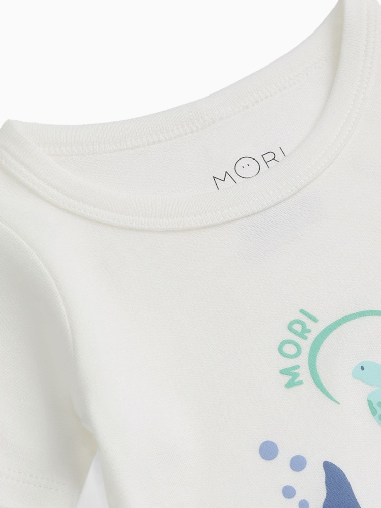 MORI Cream Ocean Dream Supersoft Short Sleeve Pyjamas 2 Pack - Image 2 of 4 MORI Cream Ocean Dream Supersoft Short Sleeve Pyjamas 2 Pack - Image 2 of 4