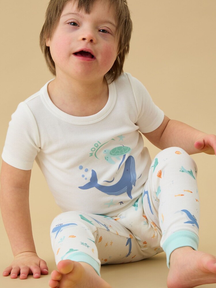 MORI Cream Ocean Dream Supersoft Short Sleeve Pyjamas 2 Pack - Image 4 of 4 MORI Cream Ocean Dream Supersoft Short Sleeve Pyjamas 2 Pack - Image 4 of 4