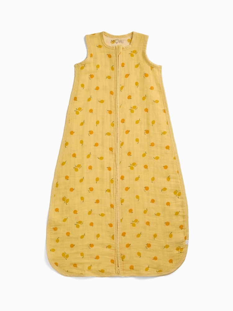 MORI Yellow Lullaby Citrus Print Soft Muslin Front Opening Sleeping Bag 0.5 TOG - Image 4 of 4
