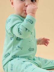 MORI Green Submarine Sleep Supersoft Two Way Zip Up Sleepsuit - Image 2 of 6