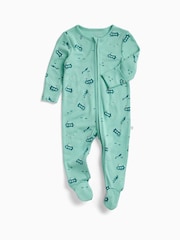 MORI Green Submarine Sleep Supersoft Two Way Zip Up Sleepsuit - Image 3 of 6