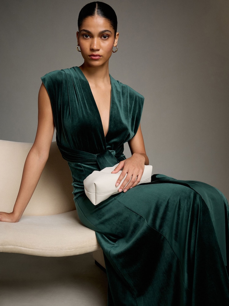 Buy Dark Green Velvet Multiway Wedding Guest Bridesmaid Maxi Dress from Next USA