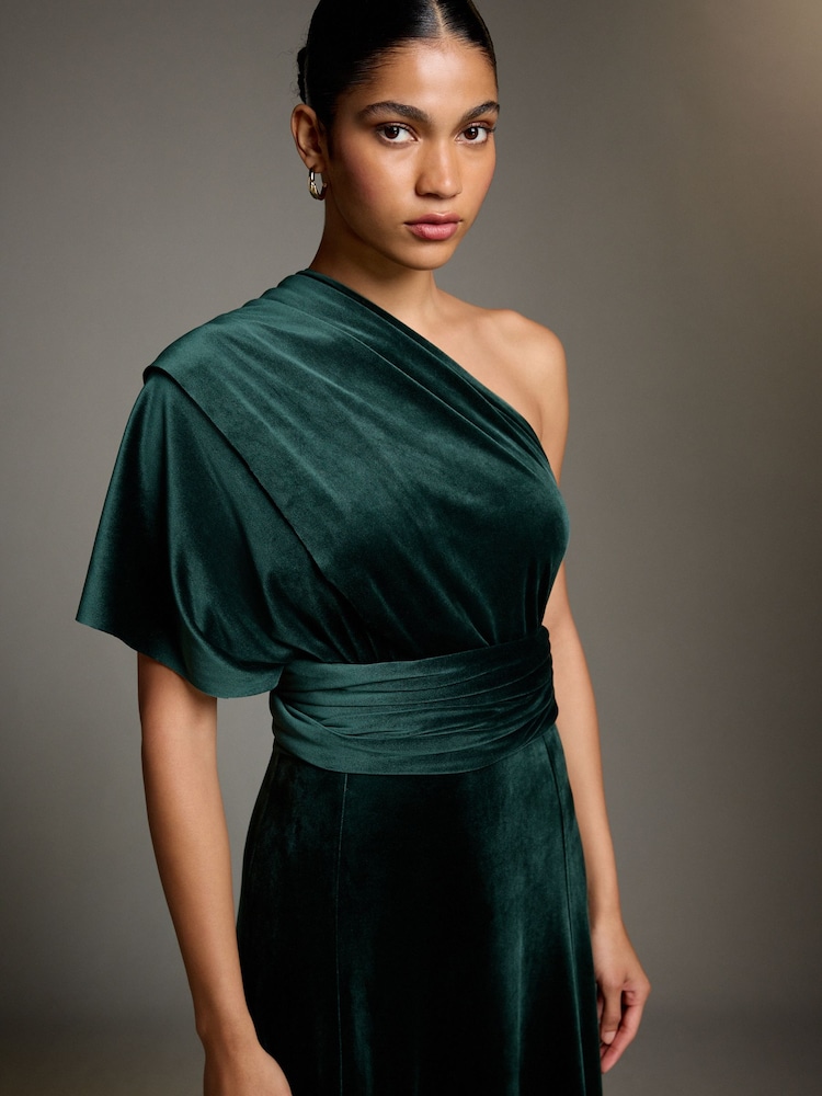Buy Dark Green Velvet Multiway Wedding Guest Bridesmaid Maxi Dress from Next USA