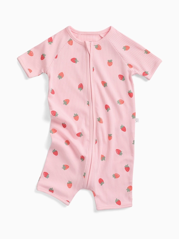 MORI Strawberry Fields Supersoft Ribbed Summer Zip-Up Romper - 圖片 3/3