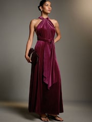 Red Velvet Multiway Wedding Guest Bridesmaid Maxi Dress - Image 2 of 10