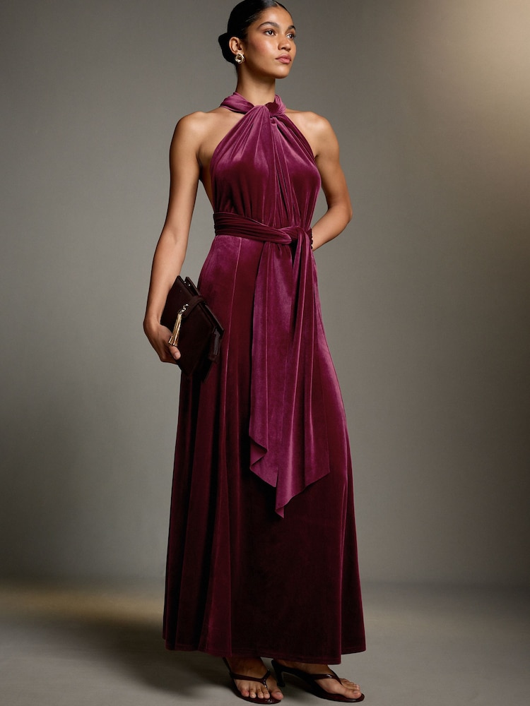 Red Velvet Multiway Wedding Guest Bridesmaid Maxi Dress - Image 2 of 10 Red Velvet Multiway Wedding Guest Bridesmaid Maxi Dress - Image 2 of 10