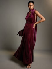 Red Velvet Multiway Wedding Guest Bridesmaid Maxi Dress - Image 3 of 10