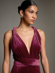 Red Velvet Multiway Wedding Guest Bridesmaid Maxi Dress - Image 5 of 10