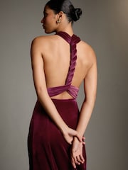 Red Velvet Multiway Wedding Guest Bridesmaid Maxi Dress - Image 6 of 10
