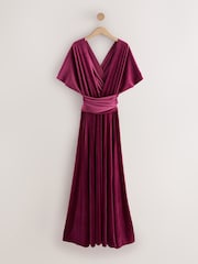 Red Velvet Multiway Wedding Guest Bridesmaid Maxi Dress - Image 8 of 10