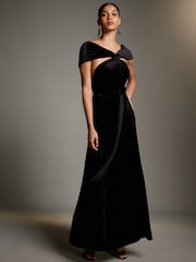 Black Velvet Multiway Wedding Guest Bridesmaid Maxi Dress - Image 1 of 5
