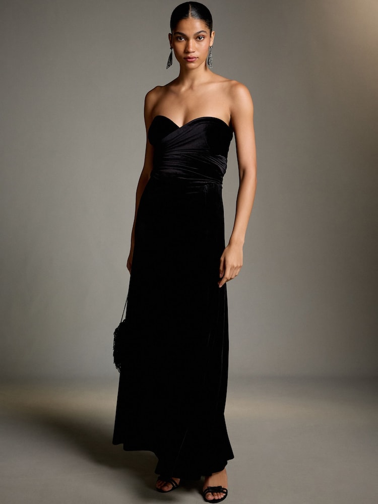 Black Velvet Multiway Wedding Guest Bridesmaid Maxi Dress - Image 2 of 5 Black Velvet Multiway Wedding Guest Bridesmaid Maxi Dress - Image 2 of 5