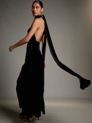 Black Velvet Multiway Wedding Guest Bridesmaid Maxi Dress - Image 4 of 5