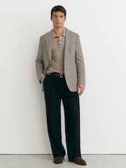 Reiss Brown/White Tuscan Classic Fit Wool-Blend Houndstooth Single-Breasted Blazer - Image 5 of 8