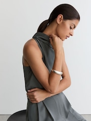 Reiss Dark Grey Erica Petite Satin Cowl-Neck Wide-Leg Jumpsuit - Image 3 of 7