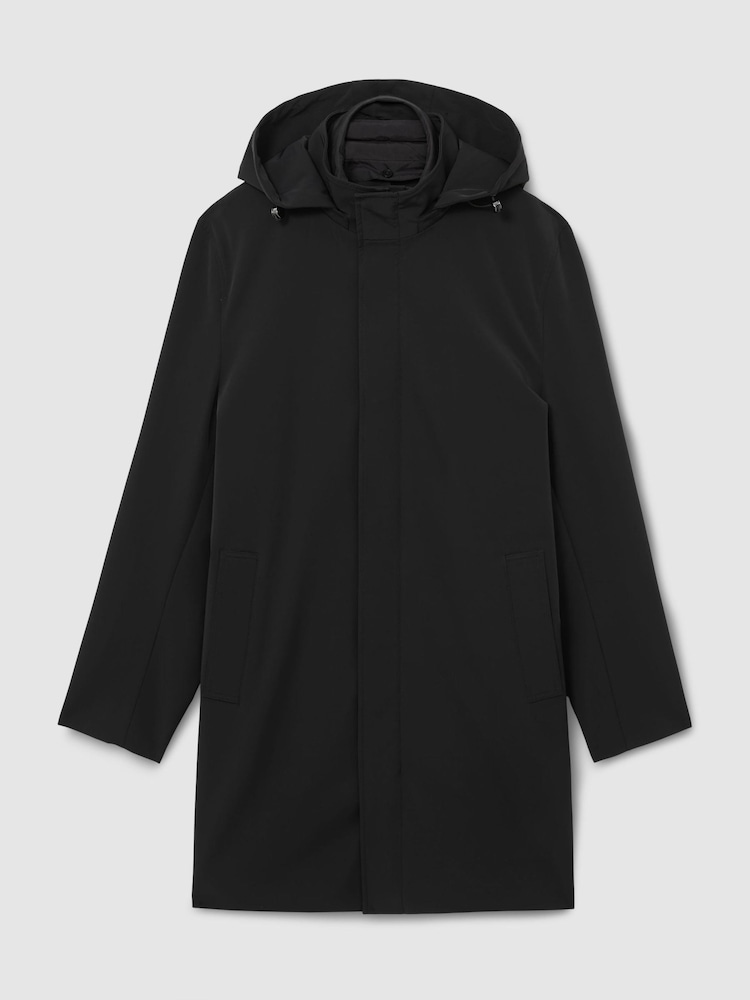 Negro - Reiss Hilson Hybrid Gilet-Insert Overcoat with Detachable Hood - Imagen 2 de 8 Negro - Reiss Hilson Hybrid Gilet-Insert Overcoat with Detachable Hood - Imagen 2 de 8