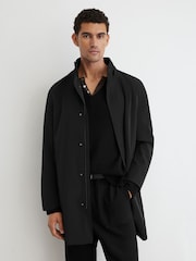 Negro - Reiss Hilson Hybrid Gilet-Insert Overcoat with Detachable Hood - Imagen 6 de 8