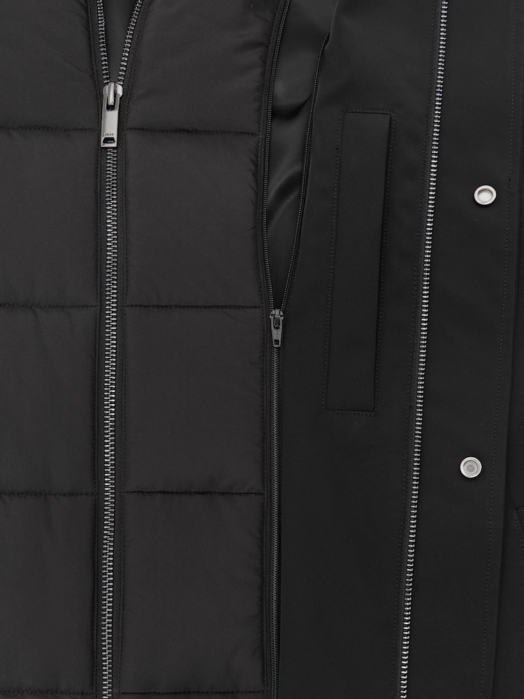 Negro - Reiss Hilson Hybrid Gilet-Insert Overcoat with Detachable Hood - Imagen 8 de 8 Negro - Reiss Hilson Hybrid Gilet-Insert Overcoat with Detachable Hood - Imagen 8 de 8