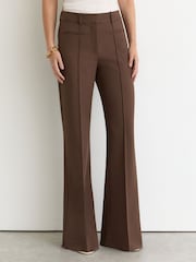 Reiss Mocha Brown Claude Petite High Rise Flared Trousers - Image 3 of 8
