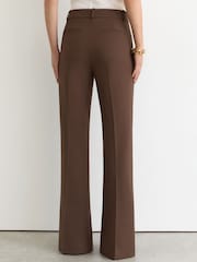 Reiss Mocha Brown Claude Petite High Rise Flared Trousers - Image 5 of 8