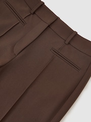 Reiss Mocha Brown Claude Petite High Rise Flared Trousers - Image 7 of 8