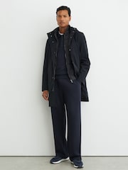 Marina de guerra - Reiss Hilson Hybrid Gilet-Insert Overcoat with Detachable Hood - Imagen 1 de 8