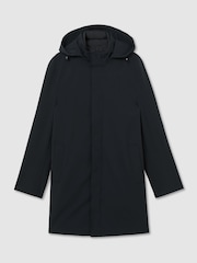Marina de guerra - Reiss Hilson Hybrid Gilet-Insert Overcoat with Detachable Hood - Imagen 2 de 8