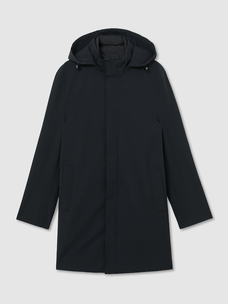 Marina de guerra - Reiss Hilson Hybrid Gilet-Insert Overcoat with Detachable Hood - Imagen 2 de 8 Marina de guerra - Reiss Hilson Hybrid Gilet-Insert Overcoat with Detachable Hood - Imagen 2 de 8