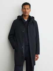 Marina de guerra - Reiss Hilson Hybrid Gilet-Insert Overcoat with Detachable Hood - Imagen 3 de 8