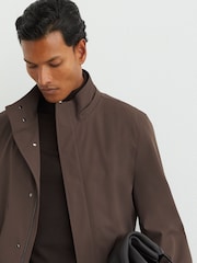 Marrón moca - Reiss Hilson Hybrid Gilet-Insert Overcoat with Detachable Hood - Imagen 6 de 8