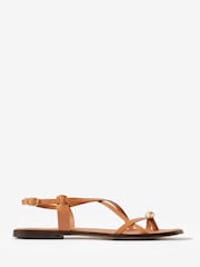 Mint Velvet Brown Sofia Leather Strappy Sandals - Image 2 of 6