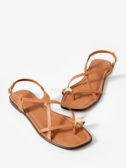 Mint Velvet Brown Sofia Leather Strappy Sandals - Image 3 of 6