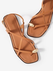 Mint Velvet Brown Sofia Leather Strappy Sandals - Image 5 of 6