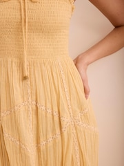 Mint Velvet Yellow Cotton Bandeau Midi Dress - Image 4 of 8
