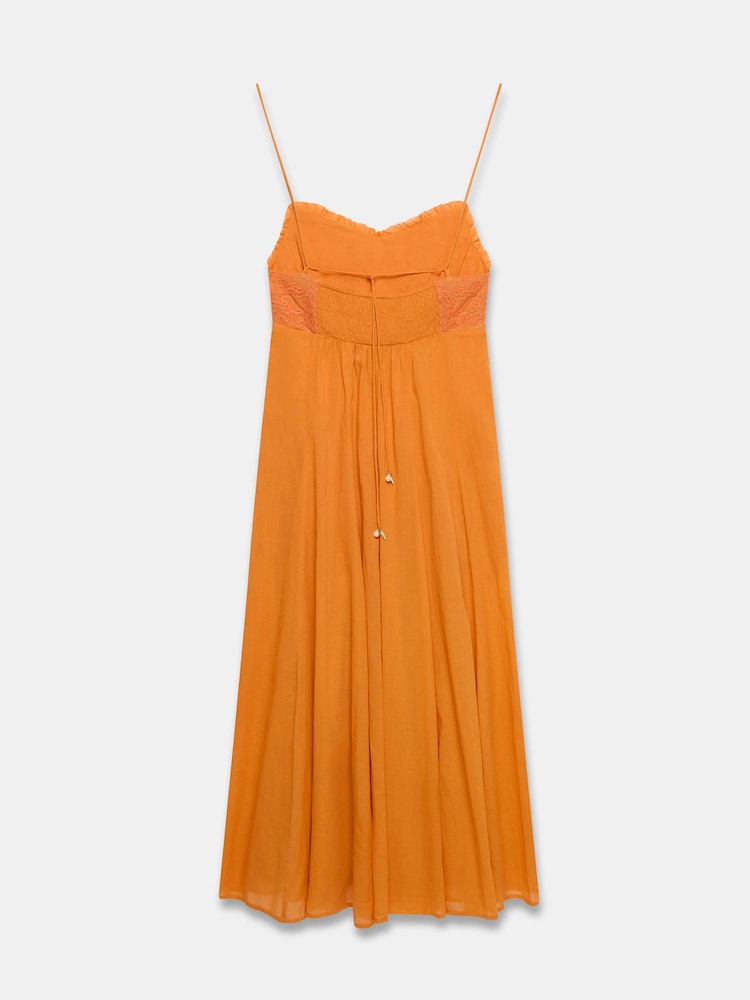 Mint Velvet Orange Cotton Embroidered Midi Dress - Image 8 of 8