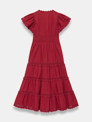 紅色 - Mint Velvet 棉質波浪邊飾連身長裙 - 圖片 8/8