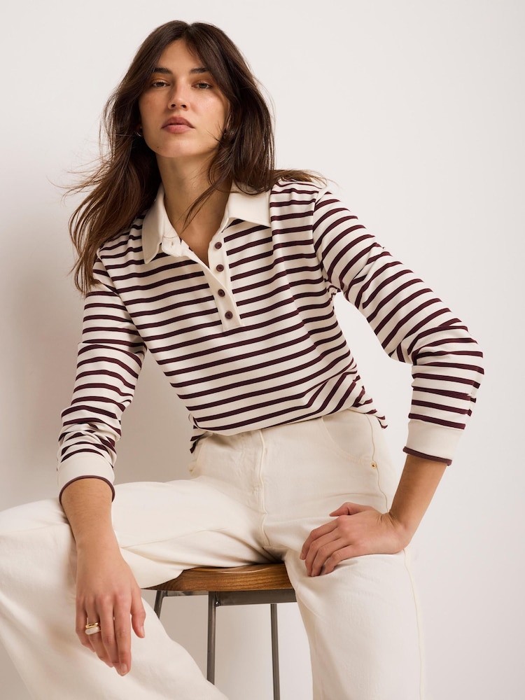 Mint Velvet Red Stripe Polo Shirt - Image 1 of 8 Mint Velvet Red Stripe Polo Shirt - Image 1 of 8