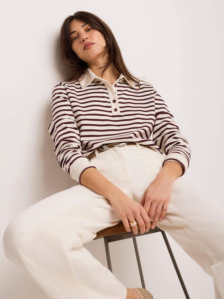 Mint Velvet Red Stripe Polo Shirt - Image 2 of 8 Mint Velvet Red Stripe Polo Shirt - Image 2 of 8