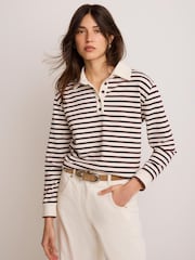 Mint Velvet Red Stripe Polo Shirt - Image 3 of 8