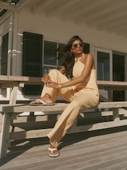 黃色 - Mint Velvet Linen Drawstring Wide Leg Trousers - 圖片 4/8