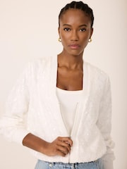 Mint Velvet White Sequin Bomber Jacket - Image 2 of 6