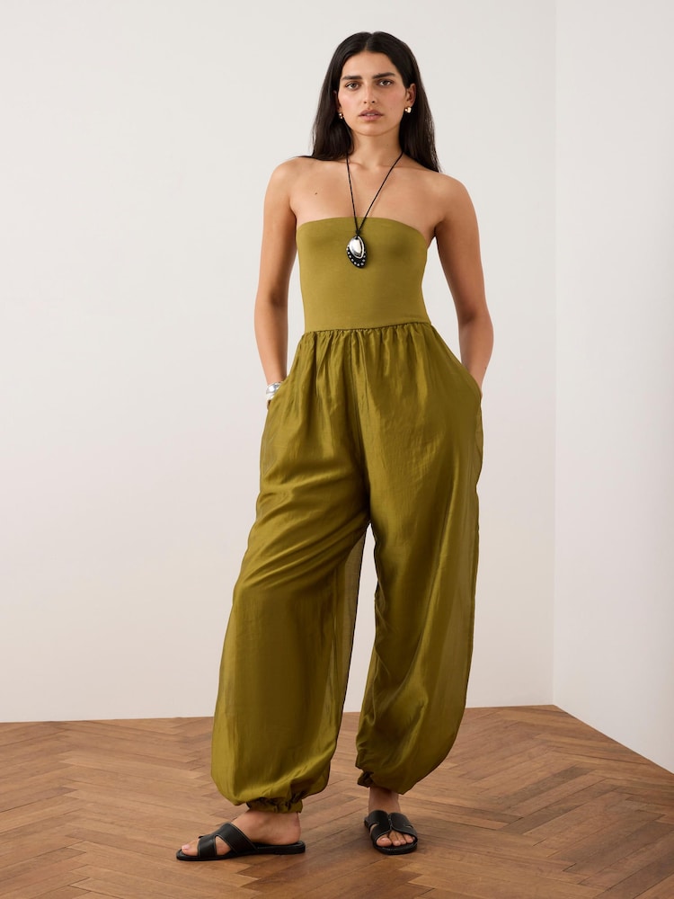 綠色 - Mint Velvet Jersey Bandeau Jumpsuit - 圖片 1/7